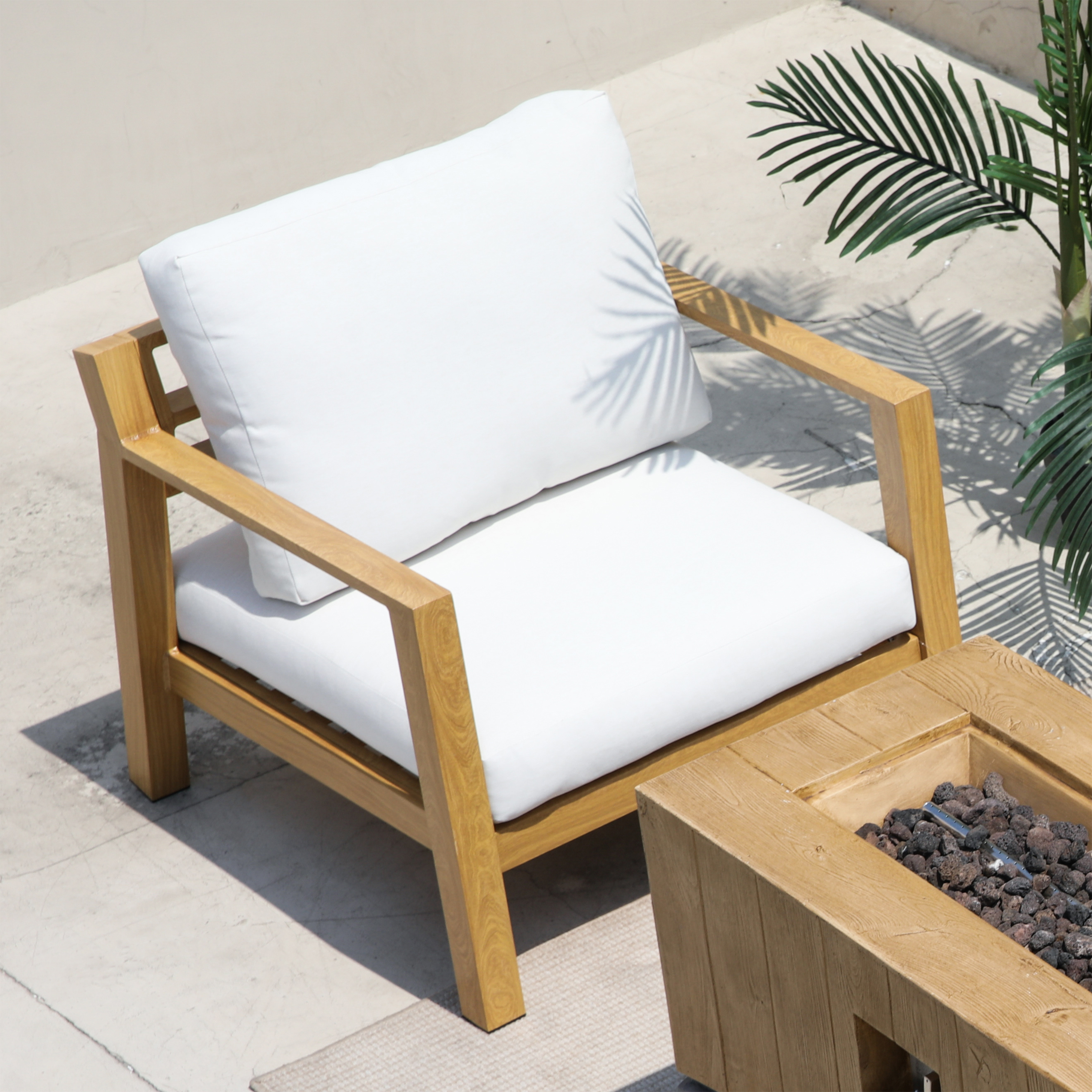 AXI Orla Salon de jardin 4-pièces avec canapé, table and 2 fauteuils Aspect Bois/beige