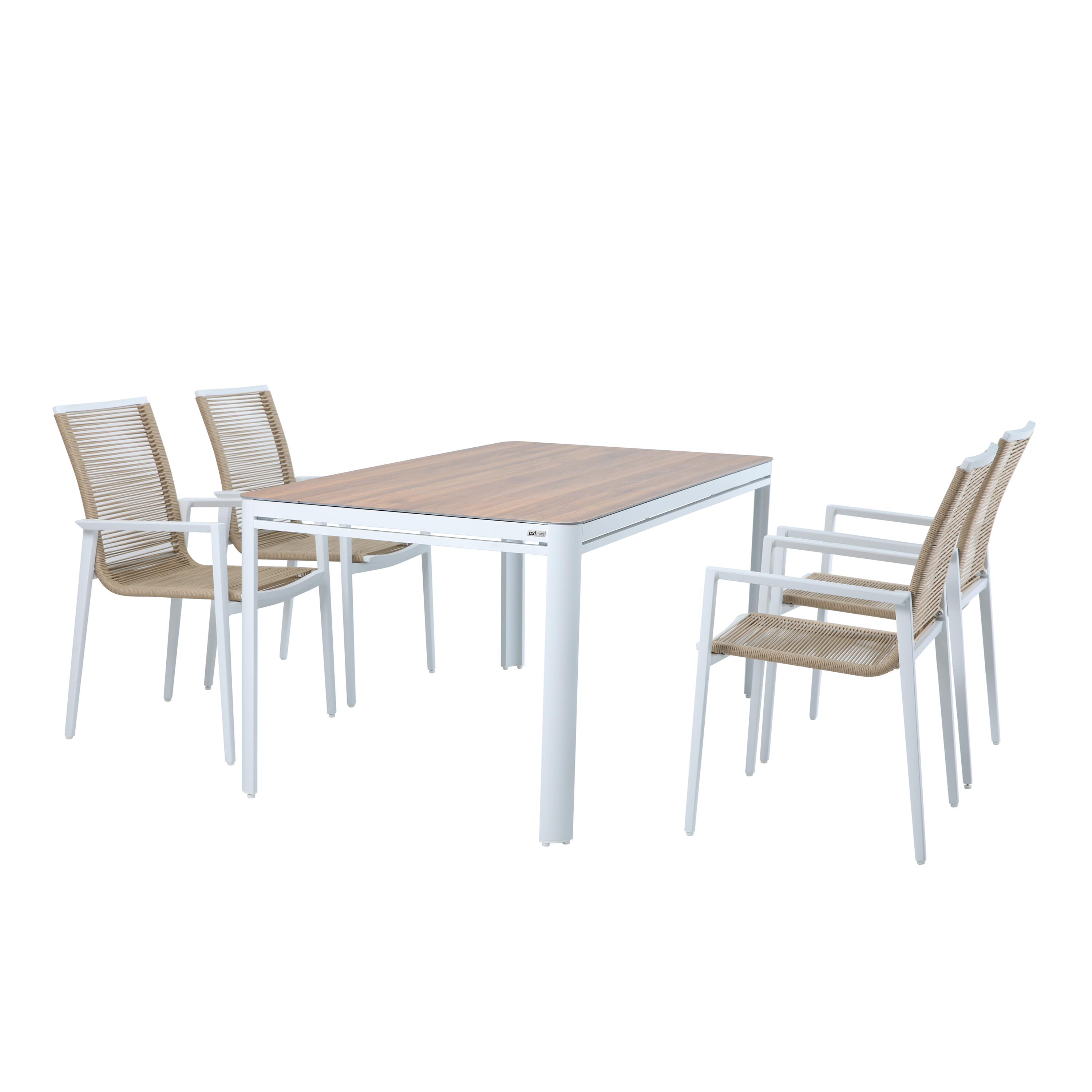 AXI Zora Salon de jardin avec 4 chaises blanches en PSPC