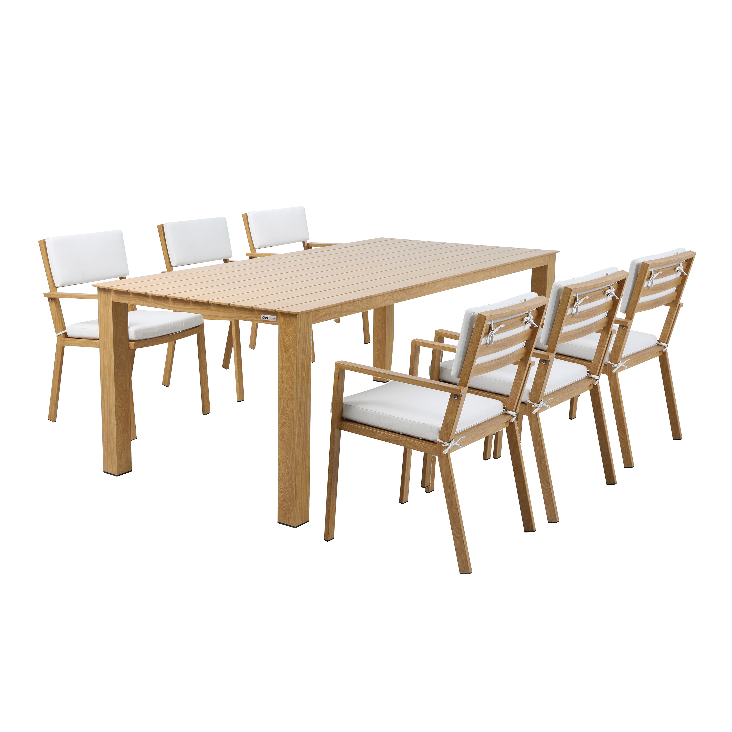 AXI Jada Salon de jardin avec 6 chaises, Aspect Bois/Beige