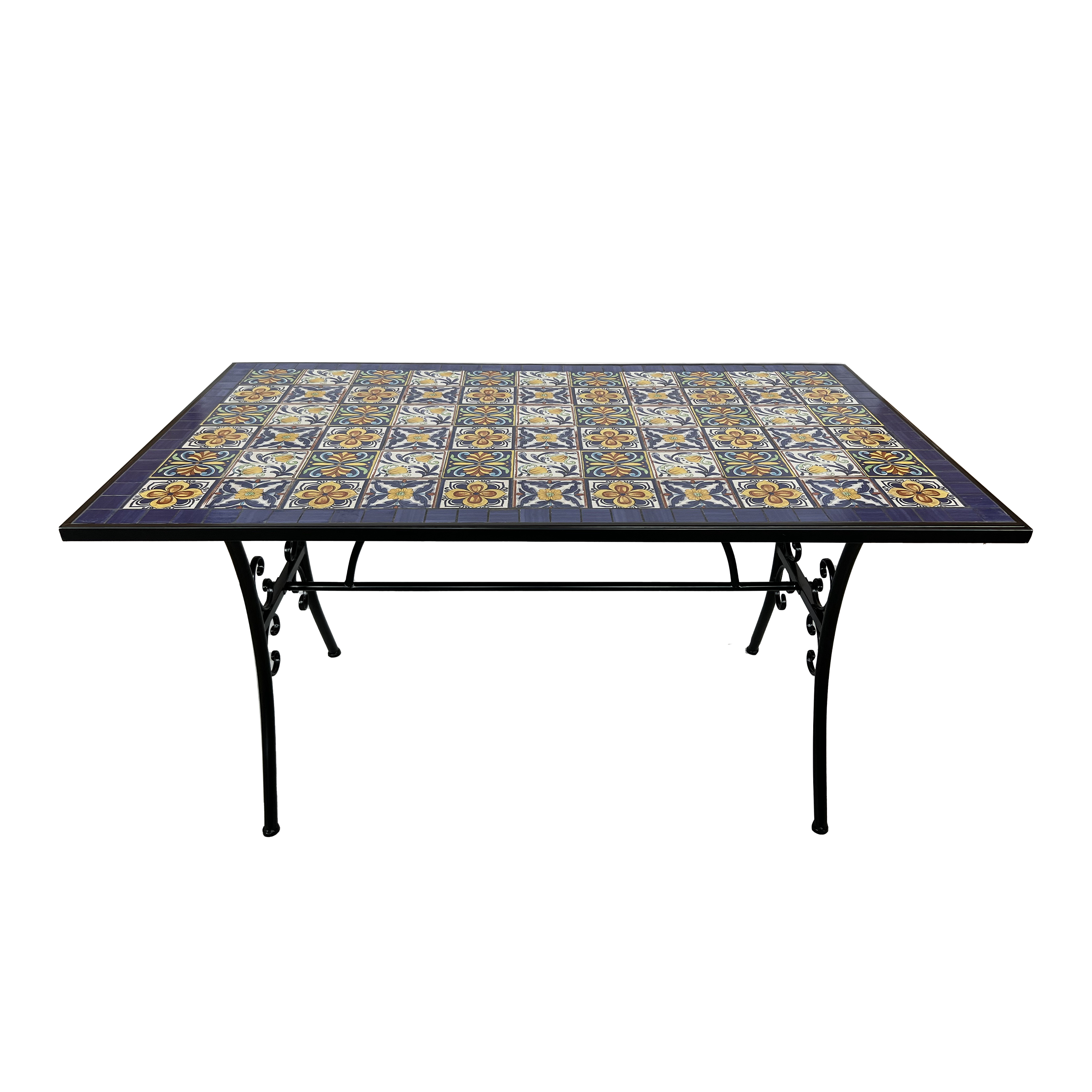 AXI Leonie 5-pièce Chaises et Table Bistrot Mosaïque Style Méditerranéen Bleu/Jaune