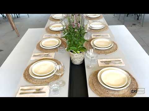 AXI Aaron Salon de jardin avec 2 bancs en bois d'acacia - Aspect calcaire