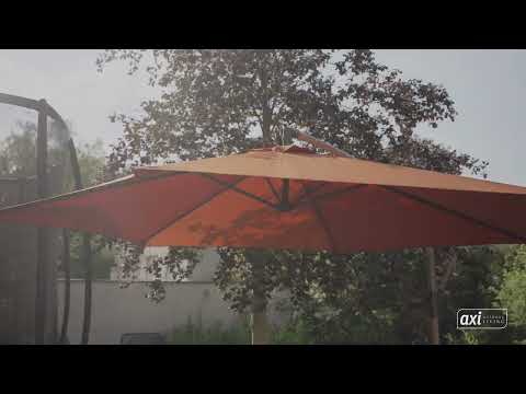 AXI Dion Parasol déporté Ø 300 cm Aspect chêne/Terracotta