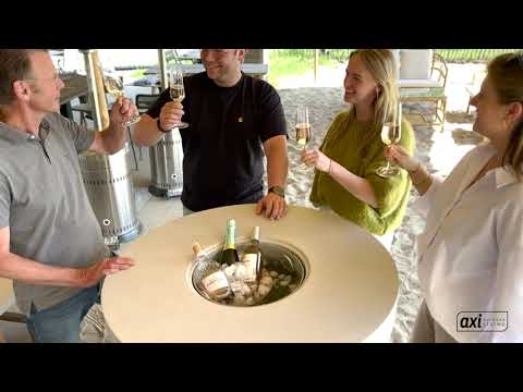 AXI Brandon 2-en-1 Mange debout/Glacière - Pierre calcaire/ Bois d'acacia