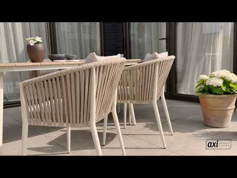 AXI Chay Salon de jardin avec 8 chaises, Beige, Aspect Bois/Polywood