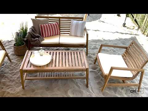AXI June Salon de jardin 4-pièces avec canapé, table et 2 chaises - Teck/crème AXI June Salon de jardin 4-pièces avec canapé, table et 2 chaises - Teck/crème
